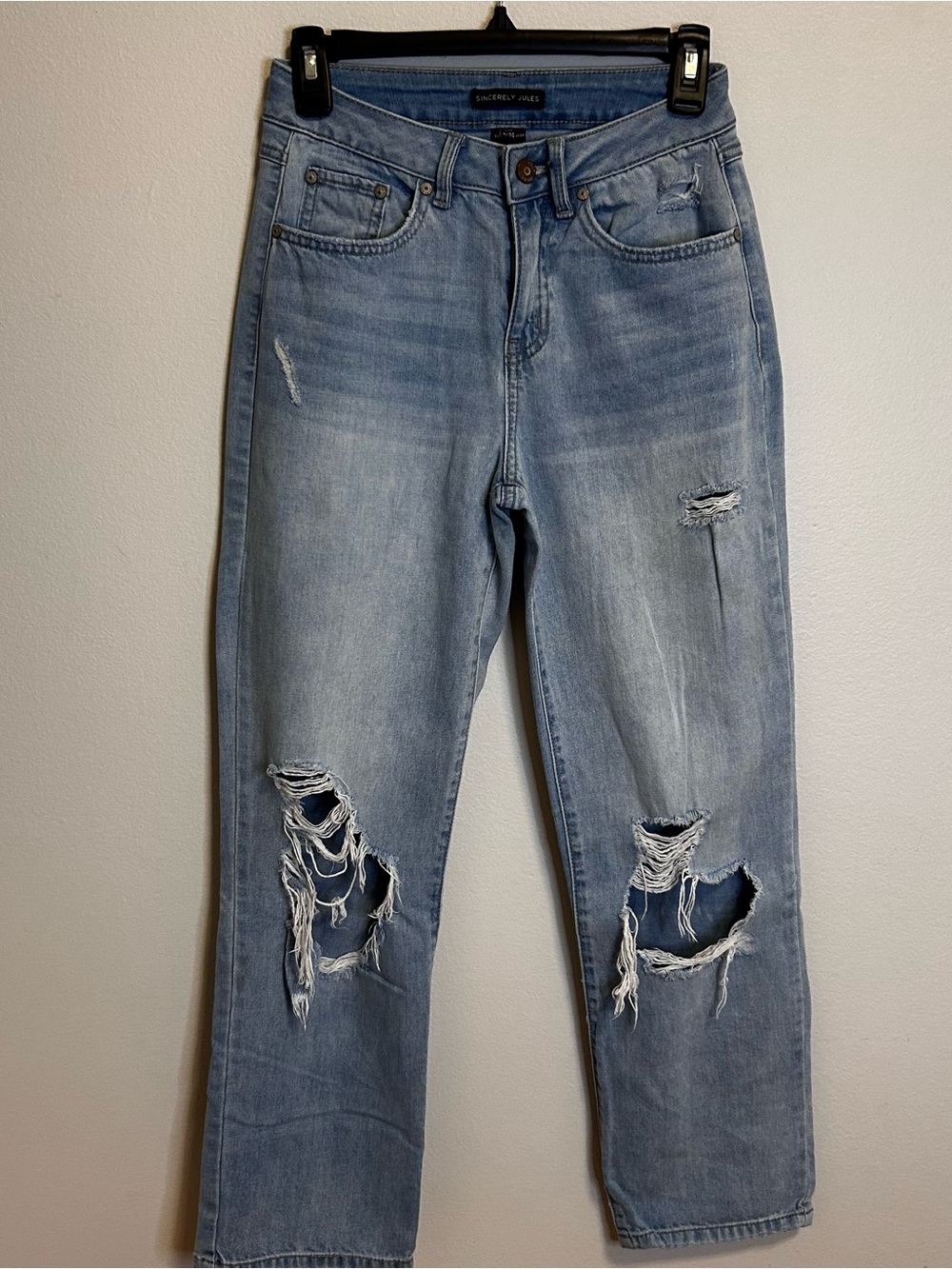 Sincerely Jules Light Blue Distressed Boyfriend Jeans